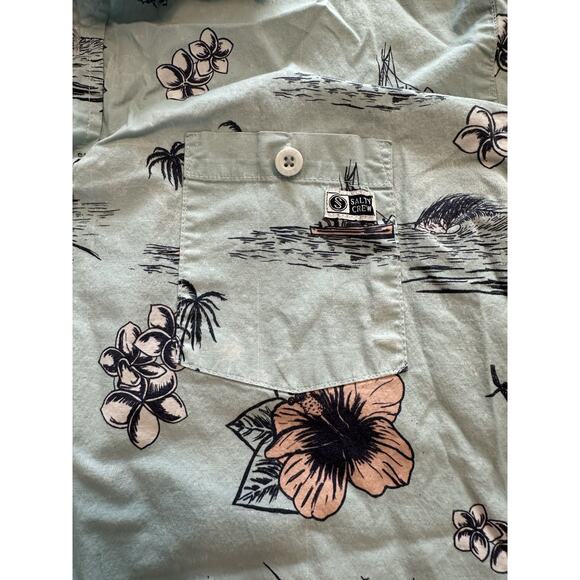 Salty Crew Button Shirt XL Tropic Sails Nautical Floral Outdoor Blue Short Sleev - Picture 6 of 12